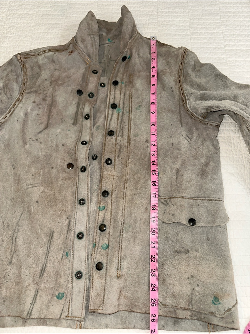 Distressed Chore Coat Snap Suede Cowhide Welding Jacket Industrial Workwear - Picture 10 of 11